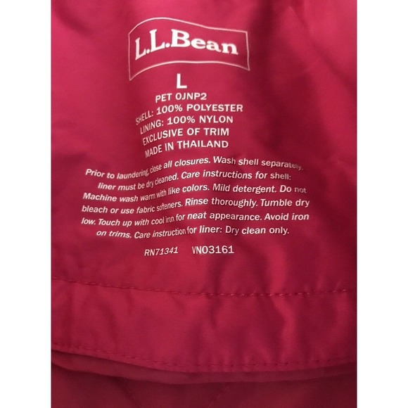 L.L Bean | 3 in 1 Rain Jacket Size L Pink Full Zip Hoodie Long Sleeves - Picture 10 of 10